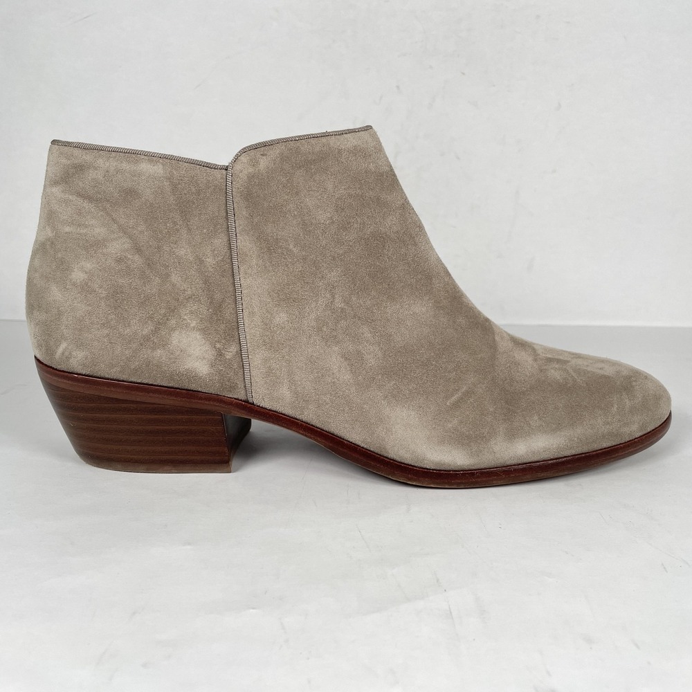 Sam Edelman Ankle Boots Womens Size 10 Taupe Suede Low Heel Zip Up Casual Shoes
